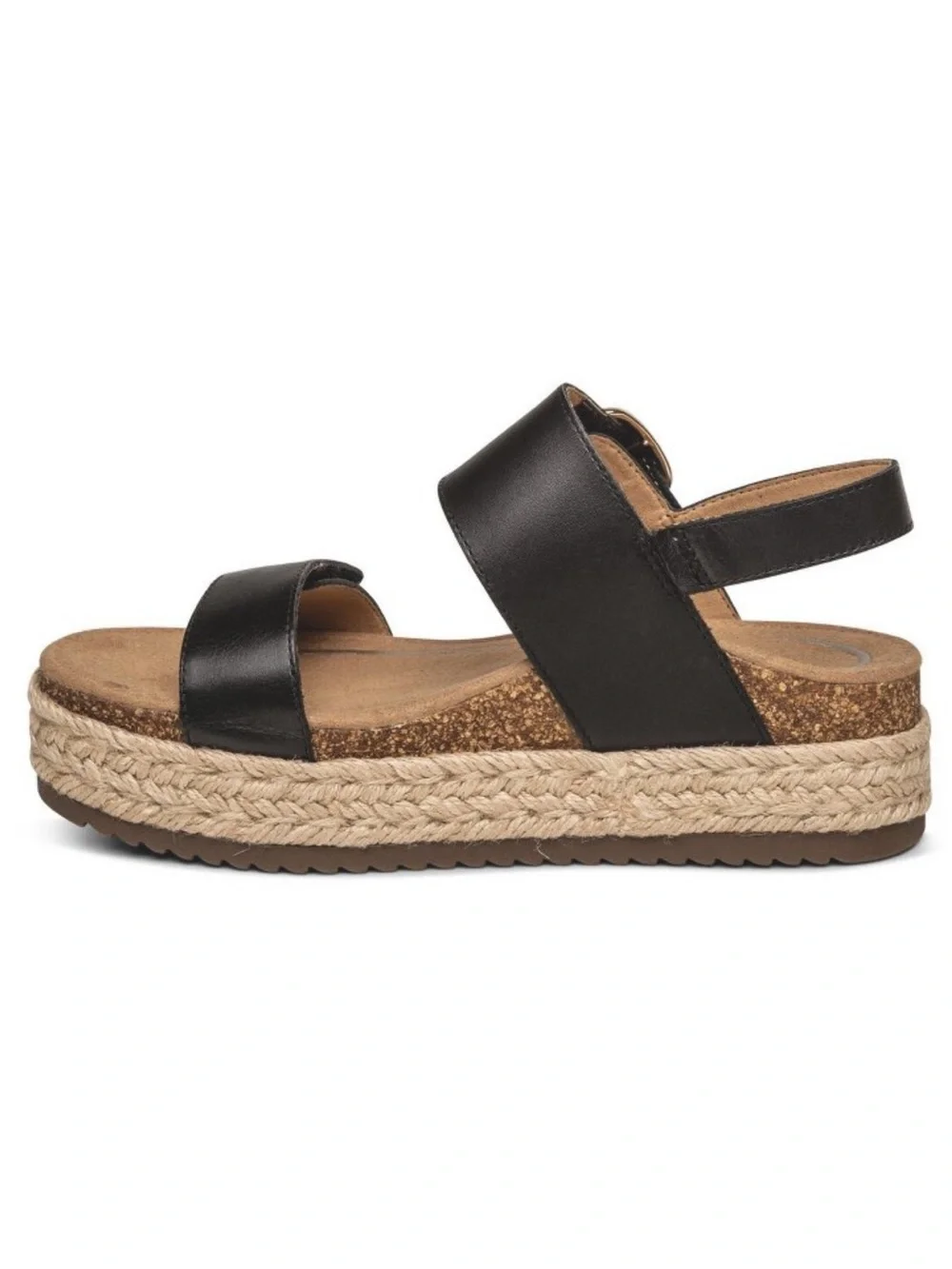 NWOB Aetrex Women’s Vania Arch Support Platform Sandals Black Size 10